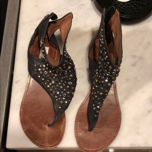 Steve Madden Jeweled Sandals (black leather)